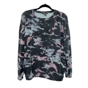 ATHLETA Balance Patterned Pullover Sweatshirt Top in Marine Black size Medium